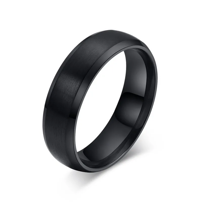 Мужские черные кольца из нержавеющей стали для мужчин и женщин, удобные обручальные кольца, размеры от 4 до 14 - Цвет основного камня: Black