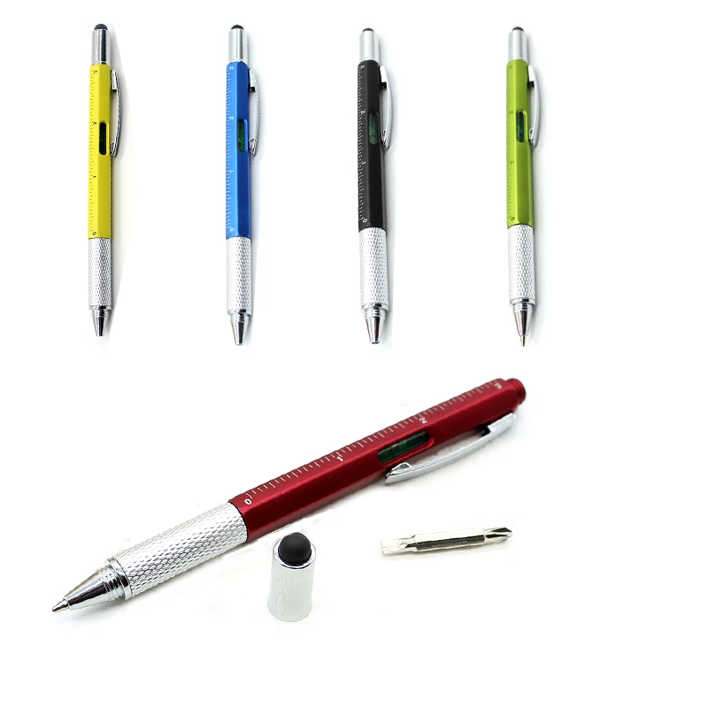 1PC Multifunction Touch Ballpoint Stylus Pen With Level Ruler