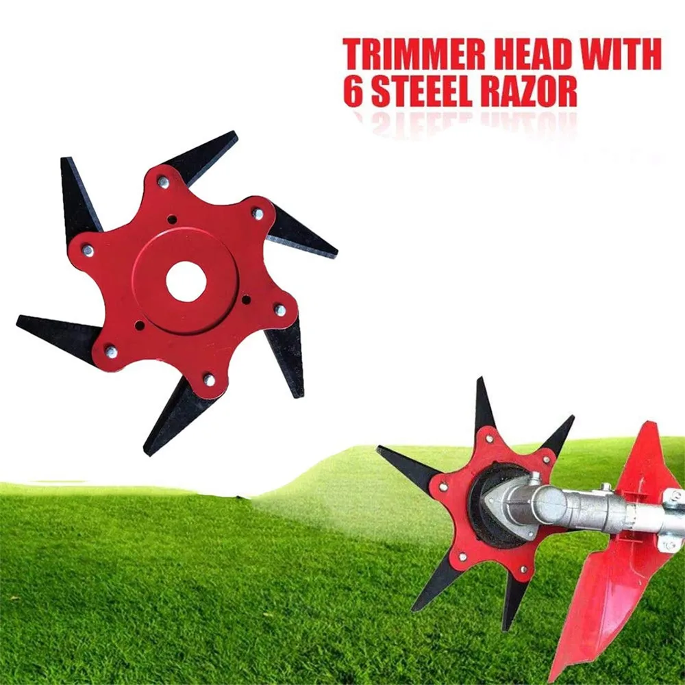 

6 Steel Blades Razor Lawn Mower Grass Eater Trimmer Head Brush Cutter Tool