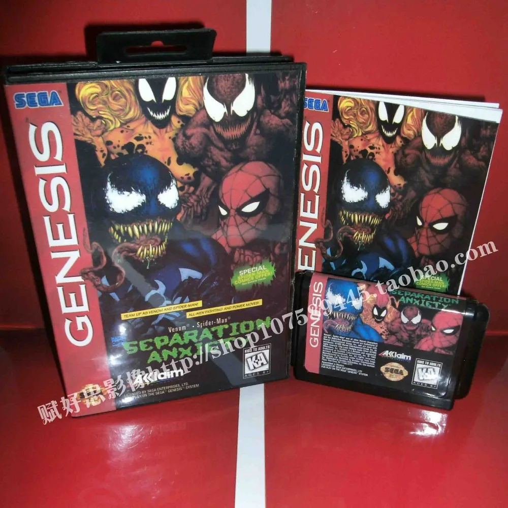 

Spiderman Game cartridge with Box and Manual 16 bit MD card for Sega Mega Drive for Genesis
