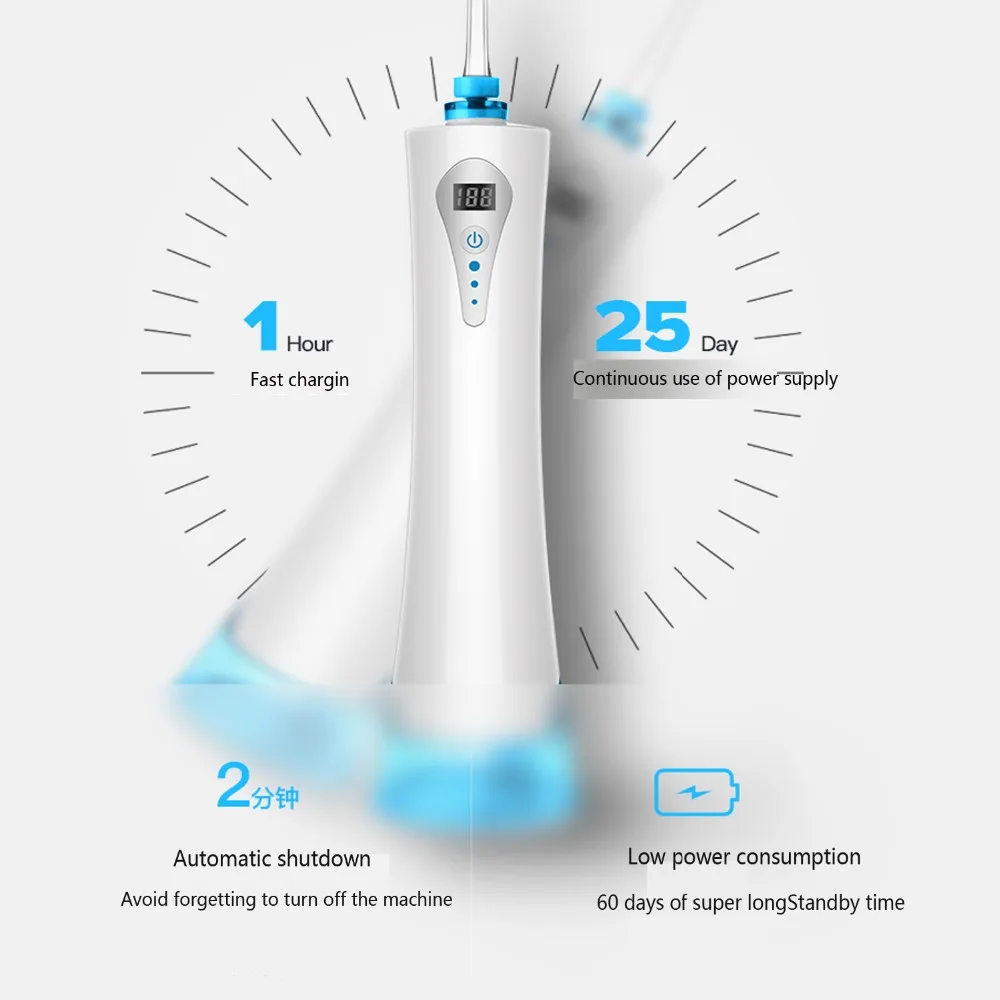 Электрический Перезаряжаемые Портативный полости рта очиститель/Путешествия зубная нить для чиски полости рта/для Qralcare воды Палочки голубой цвет