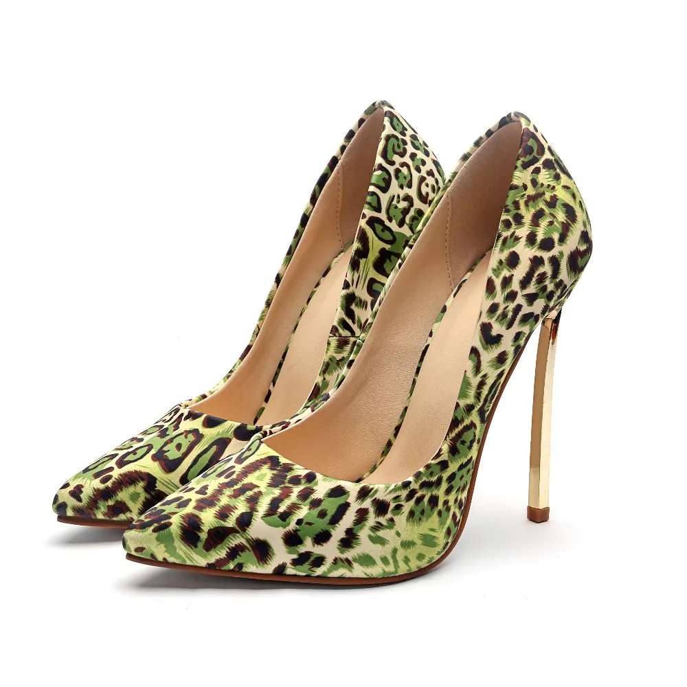 

Women Pumps 21.5-26.5cm Foreign trade hot sexy high-heeled pointed shoes office party Microfiber Fashion print leopard print