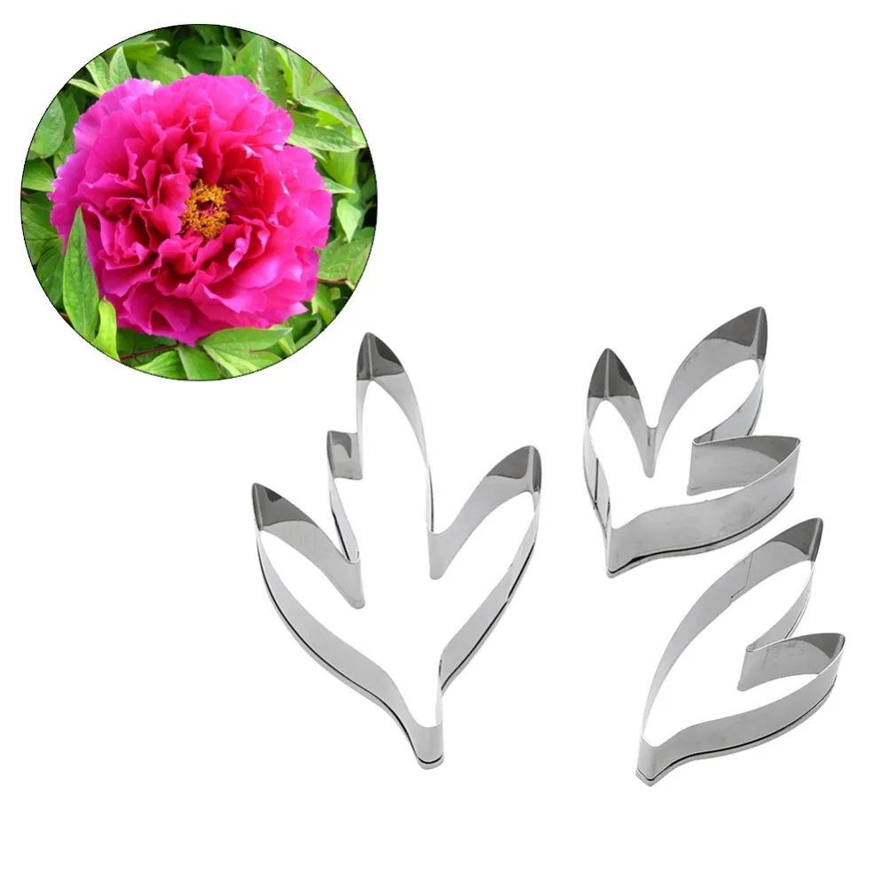 

3 Pcs Fondant Cake Decoration Floral Petal Petals Cutter Flower Mold Peony Stainless Steel Cake Decorating Tools
