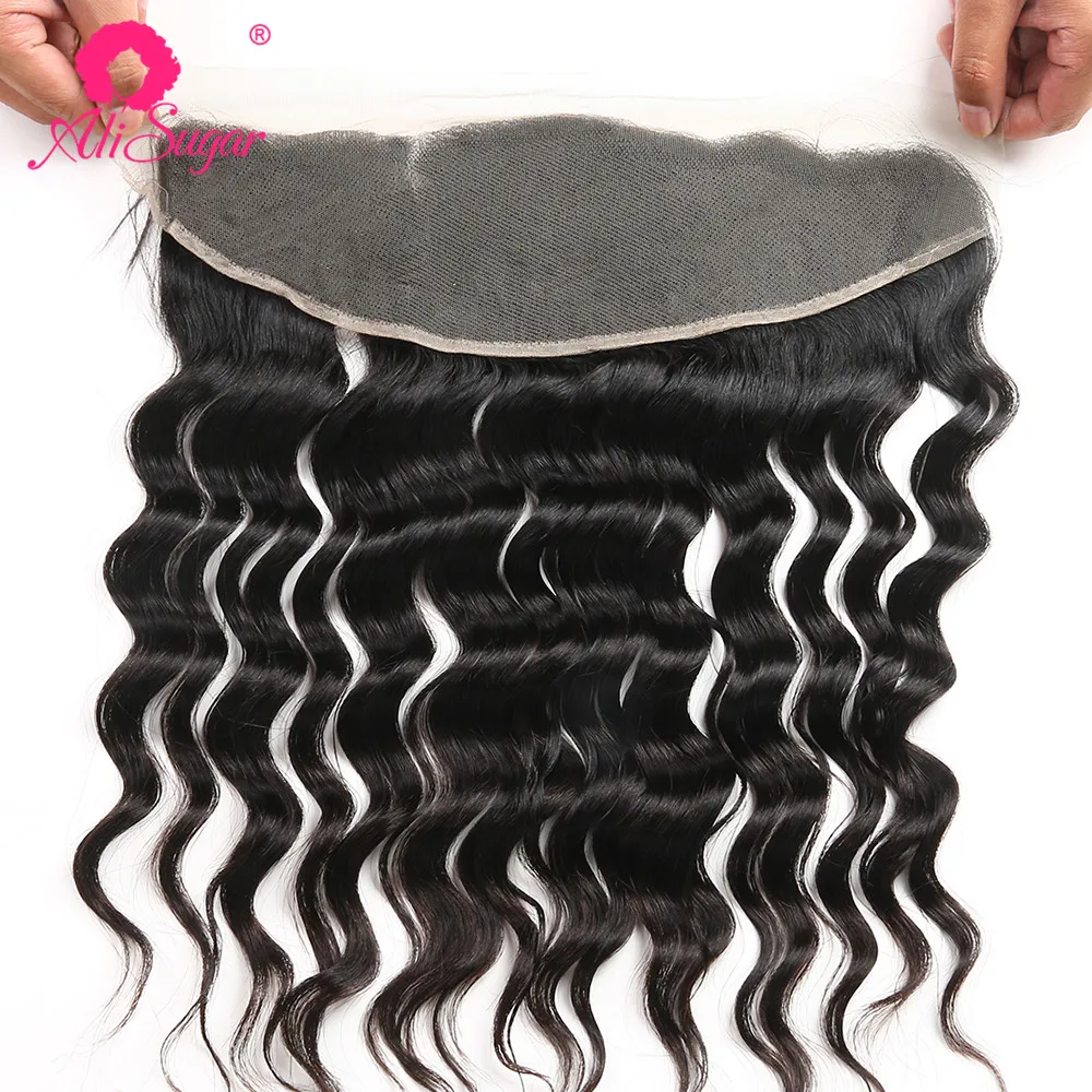 

Ali Sugar Hair Loose Wave Raw Virgin Hair Lace Frontal 13*4 Ear To Ear Swiss Lace Free Part 100% Human Hair 10-20 Inches