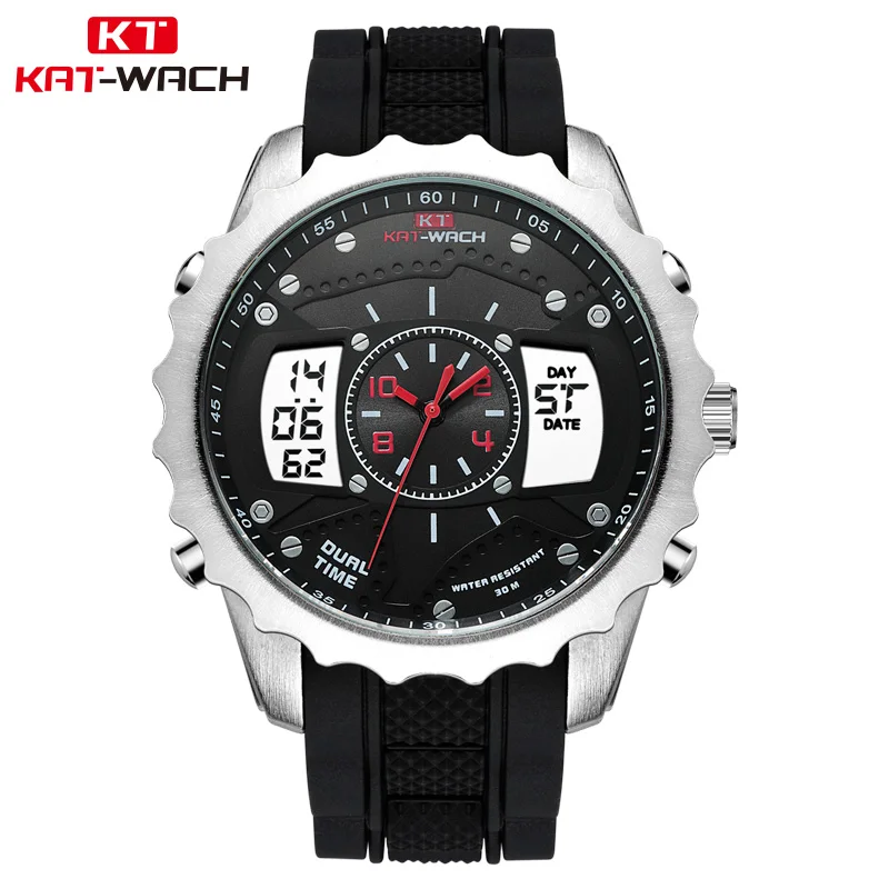 

KAT-WACH 2018 Luxury Brand Men Wristwatch Swimming Diving Analog Digital Silicone Sports Watches Men's Quartz Relogio Masculino