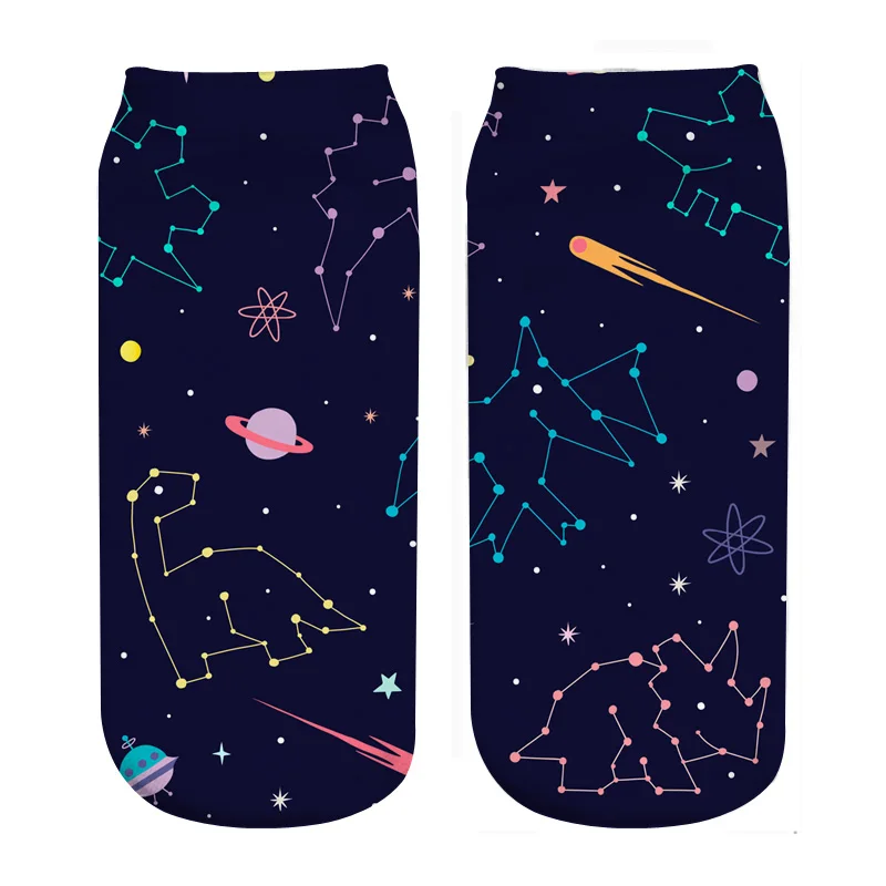 

RUNNING CHICK dinosaur constellation map universe space print socks new wholesale