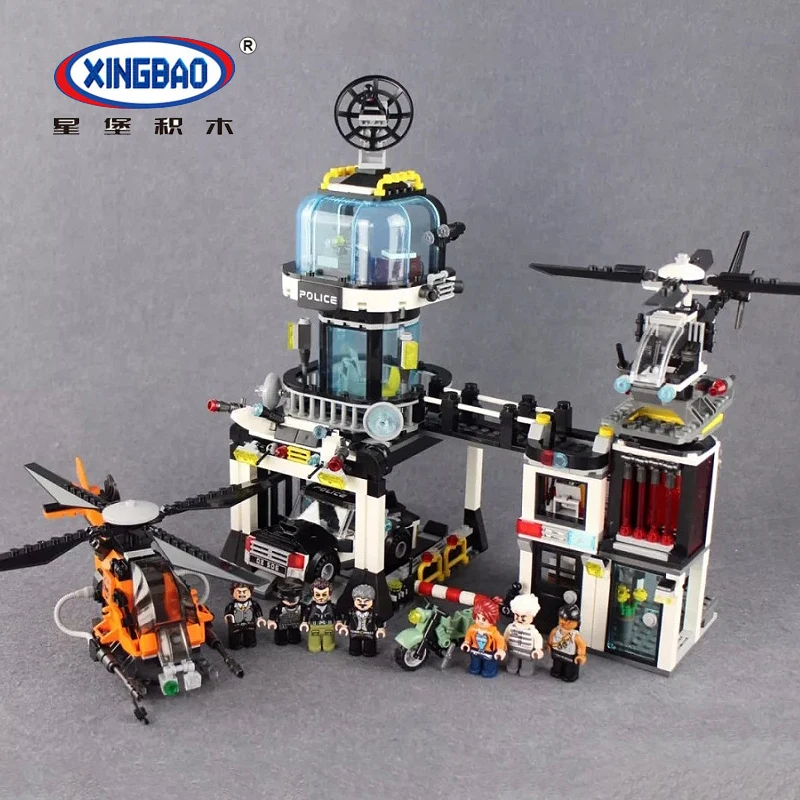 

Xingbao City Series 10001 the Police Operational Command Station Helicopter Building Blocks Compatible Legoinglys City Model Toy