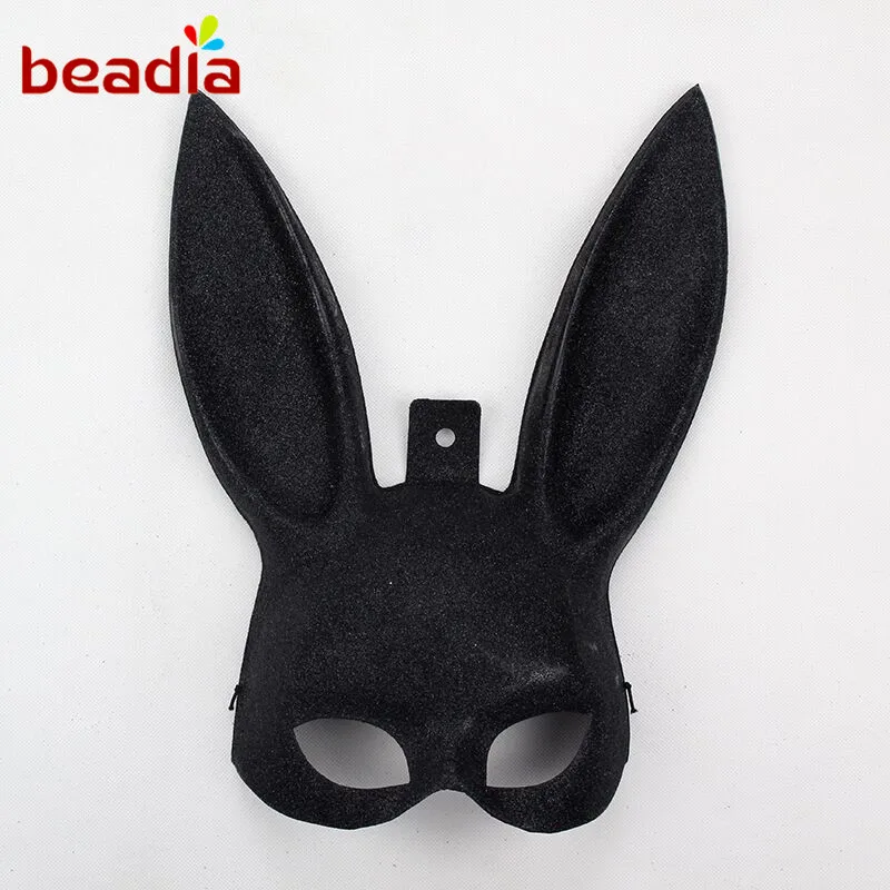 

Easter Make-up Ball Rabbit Ear Mask Cosplay Costume Bunny Long Ears Party Mask White and Black Color to Halloween Masquerade