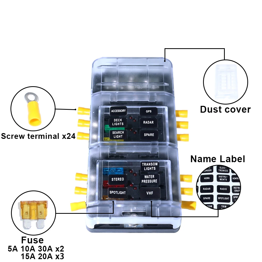 3 в 1 в сборе лезвие блок предохранителей держатель 12 способ винт гайка терминал с предохранители водонепроницаемый Крышка для лодки морской автомобильной