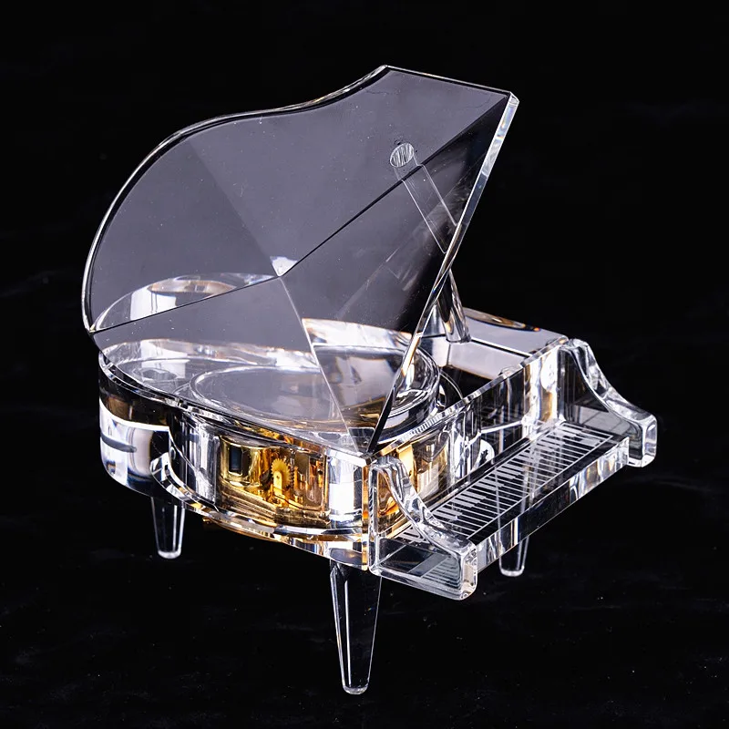K9 Crystal Piano Music Box Eight Music Box Customize Frame Clockwork Romantic Creative Figurines Crafts Ornaments Birthday Gift
