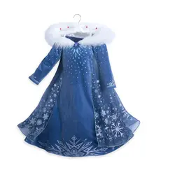 2018 Платья Анны и Эльзы для девочек, костюм принцессы, праздничное платье со снежным принтом, vestidos, костюм Анны и Эльзы, детская одежда Эльзы