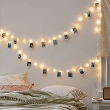 Светодиодный медный провод для украшения комнаты, зажим для фото, освещение для свадьбы, праздника, Рождества, теплый белый аккумулятор