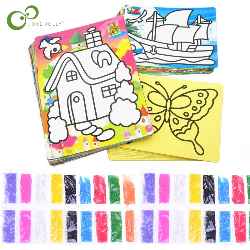 

5Pcs/set Children Kids Drawing Toys Sand Painting Pictures Kid DIY Crafts Education Toy for boys and girls with 2 bags sand WYQ
