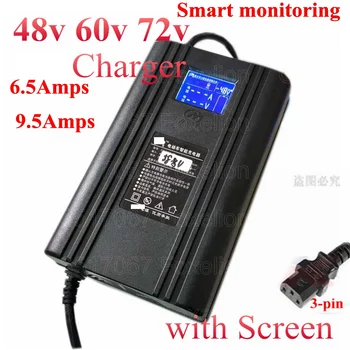 

LCD Lithium Lifepo4 Lead Acid Battery Charger for Electric Car Ebike Automatic Power 48v 60v 72v 6.5A 9.5A Power LCD Charger