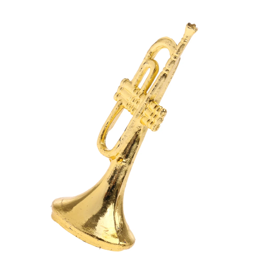1 Piece 1/12 Dollhouse Miniature Musical Instrument Bend Brass Model Mini Figures Accessory Kids Pretend Play Toy