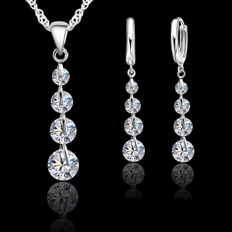 

Necklace Earrings Sets For Women 925 Sterling Silver AAA Cubic Zircon Bridal Wedding Jewelry Set For Women Bijoux