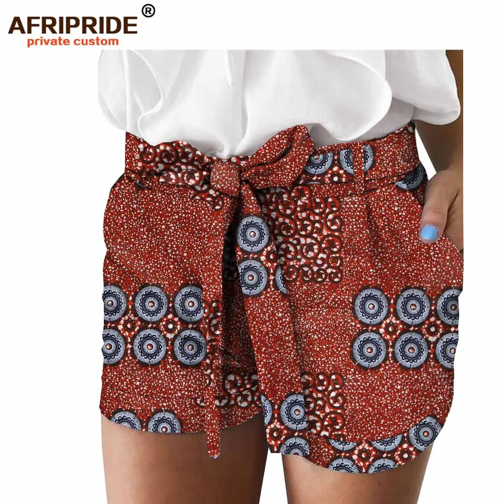 Последние африканские летние шорты с принтом для женщин AFRIPRIDE, изготовленные на заказ, хлопок, повседневные женские шорты с поясом A1821005 - Цвет: 363J