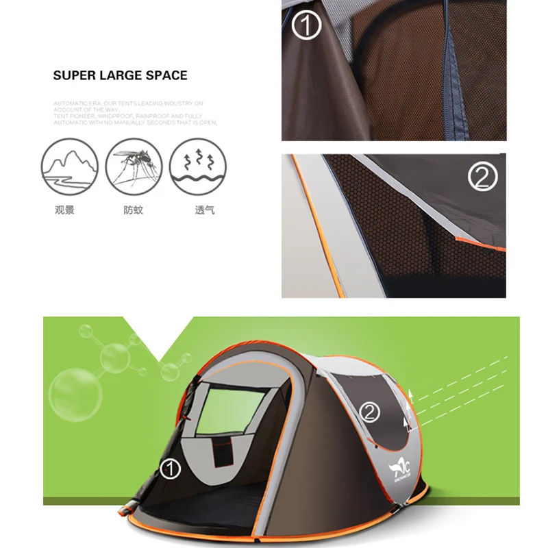 Barraca de Acampamento à Prova de Vento à Prova de Água Barraca de Instalação Instantânea ao ar Livre da Família Pessoas Totalmente Automático Automática Pop-up 4 Temporada 2-8 10 à prova de vento à prova de