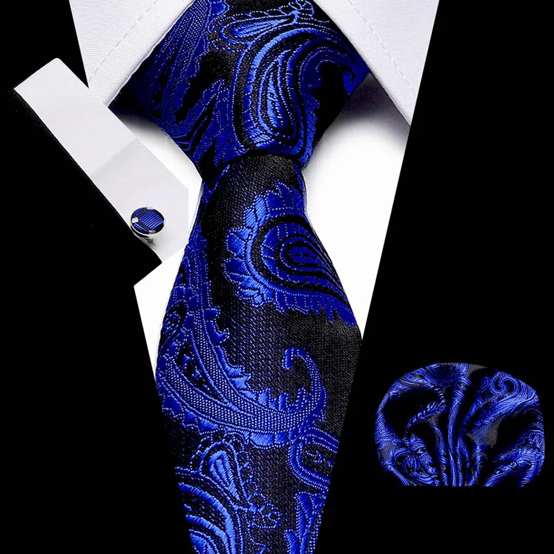 

New Blue Paisley men ties set Extra Long Size 145cm*7.5cm Necktie Silk Jacquard Woven Neck Tie Suit Wedding Party