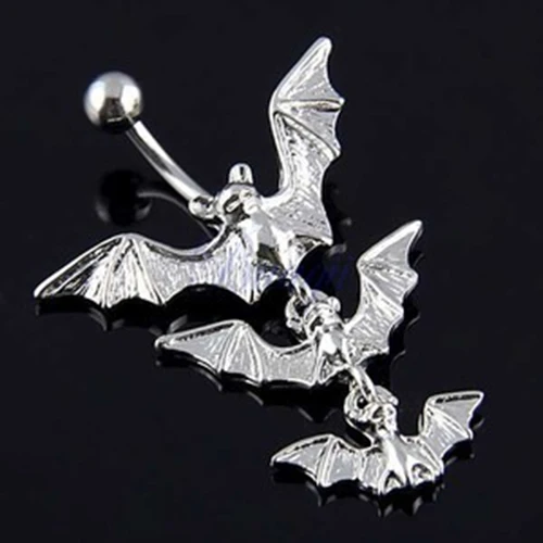 

Women Creative Body Piercing Jewelry Gothic Dangle Bar Belly Flying Bats Navel Ring Barbell Ring Body Piercing Fshion Jewelry