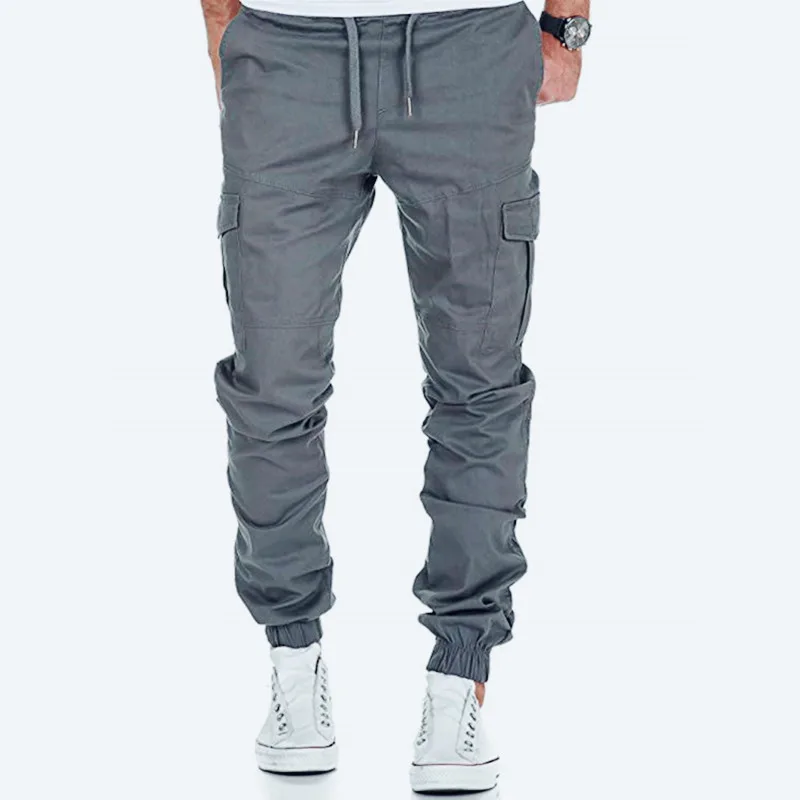DERMSPE2019 New Men Pants Hip Hop Joggers Fashion Basic Solid Elastic Waist Trousers Casual Pockets High quality Mens Sweatpants