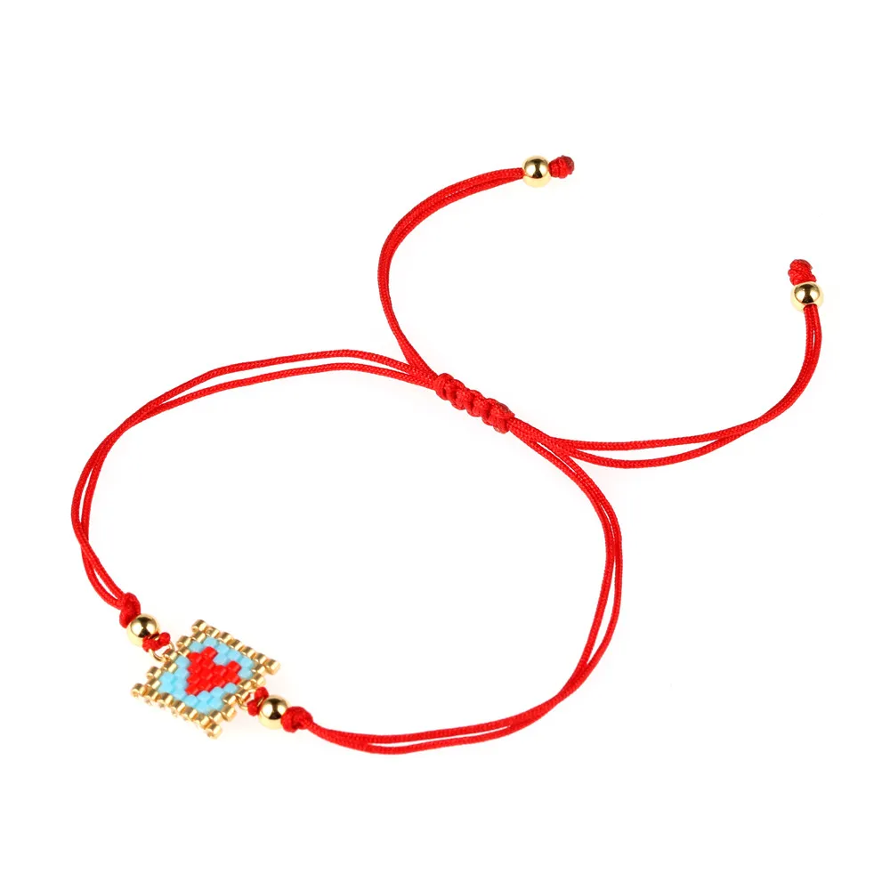 Мода сердце веревка браслет-цепочка Для женщин бисер Miyuki бисера ручной работы Красный Lucky Браслеты женский девочки дружба ювелирные изделия браслет подарок
