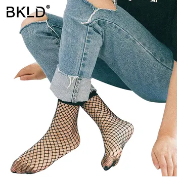 

BKLD New Arrival Fashion 2018 Hot Sale Women Sexy Hollow Black Breathable Fishnet Mesh Short Ankle Socks Transparent Socks Femme
