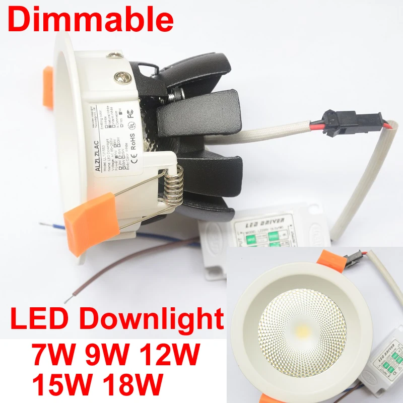 

Cob Spot Led Downlight Dimmable 9W 12W 15W 20W 30W Ceiling Downlights Led Spot Lights For Home Commercial Lighting 110V 220V