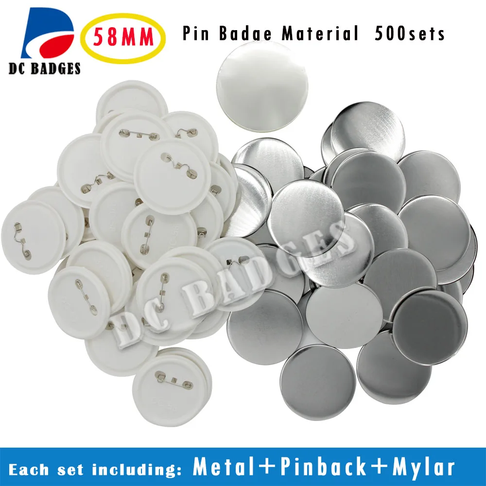 2 1/4"(58mm) 500sets Plastic Pin Button Material,Blank button parts,Tin