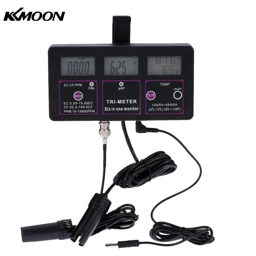 

6 in 1 Water Quality Tester Monitor ph meter Multi-parameter aquarium Water Meter for test PH / Temperature / EC / CF / RH / TDS
