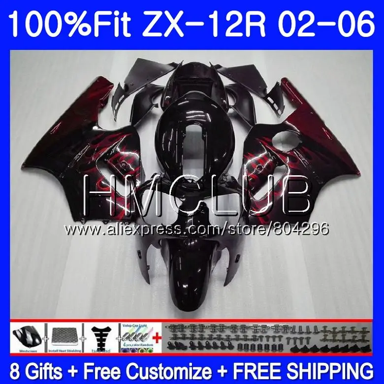 

Injection For KAWASAKI NINJA ZX1200 CC Red flames ZX12R 02 03 04 05 06 45HM.6 ZX 12R ZX-12R 2002 2003 2004 2005 2006 Fairing