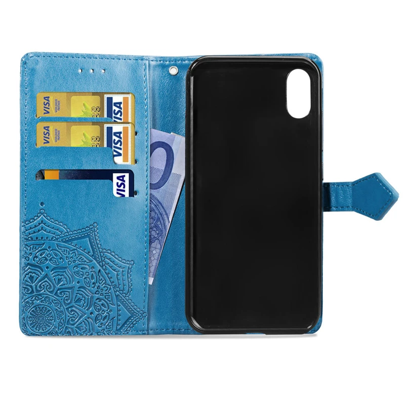 Кожаный чехол-книжка с объемным цветочным узором для iPhone 11 Pro XS Max XR X, чехол-кошелек для iPhone 6S Plus, 7, 8 Plus, 5S, SE, чехол