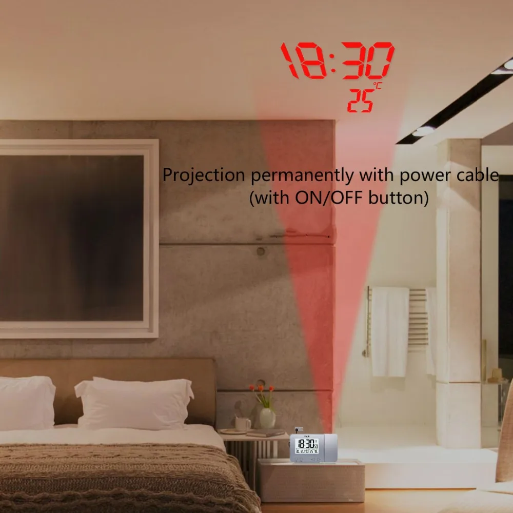 Цифровые часы проекционный Будильник Цифровой Дата Повтор Функция подсветка проектор стол светодиодные часы с проекцией времени