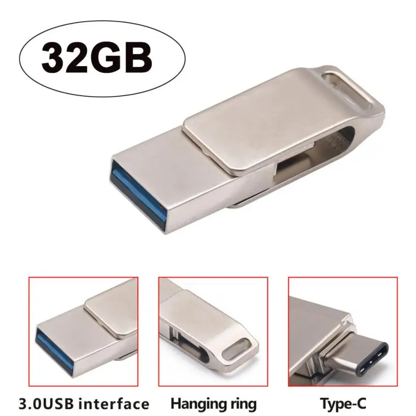 USB 3,0 32 ГБ Flash Drive Memory Stick хранения пера диск Цифровой Тип-C& USB двойного назначения U диска