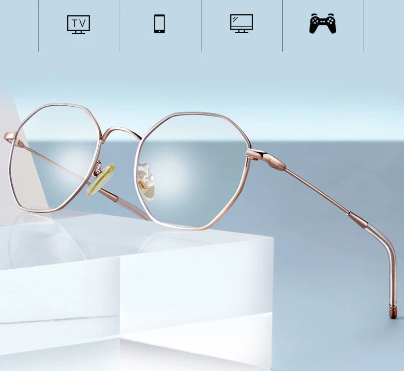 PARZIN очки для компьютера, синий светильник, блокирующие очки для женщин и мужчин, полигональные очки из сплава, очки для компьютера, черная оправа