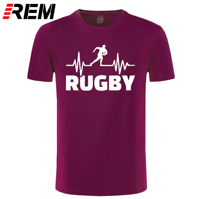 Heartbeat Of Rugbying, футболки для мужчин, летняя мода, короткий рукав, футболка, хлопок, Забавный принт, топы, спортивные мужские футболки