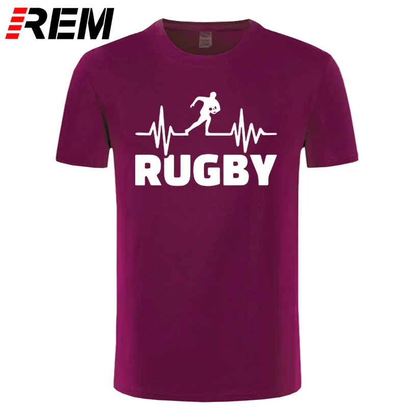 نبضات من Rugbying تي شيرت الرجال الصيف أزياء قصيرة كم T قميص القطن مضحك المطبوعة قمم الرياضية رجل المحملة