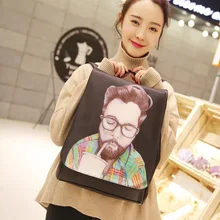 Fashion Women Backpack High Quality Youth Leather Backpacks for Teenager Girls Female School Shoulder Bag beard uncle Bagpack
