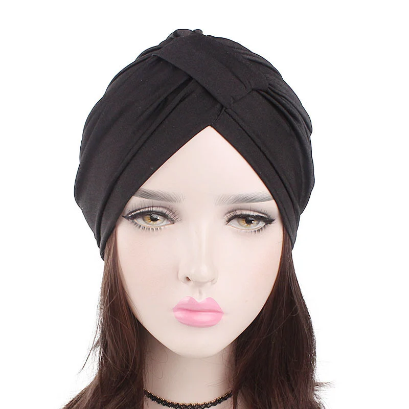 Новая мода 1 шт сплошной цвет квадратный эластичный модальный хлопок полотенце Шапка-тюрбан шляпы для химиотерапии для женщин дамы аксессуары для волос