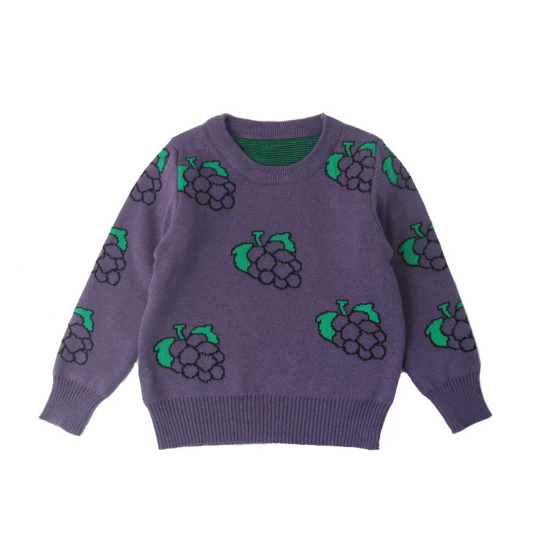 Fruit Print Baby Boy Sweater Kids Knitting Pullover Outfit Cotton Blended Comfortable Elastic Children Warm Coat O-Neck 1-6T (3)