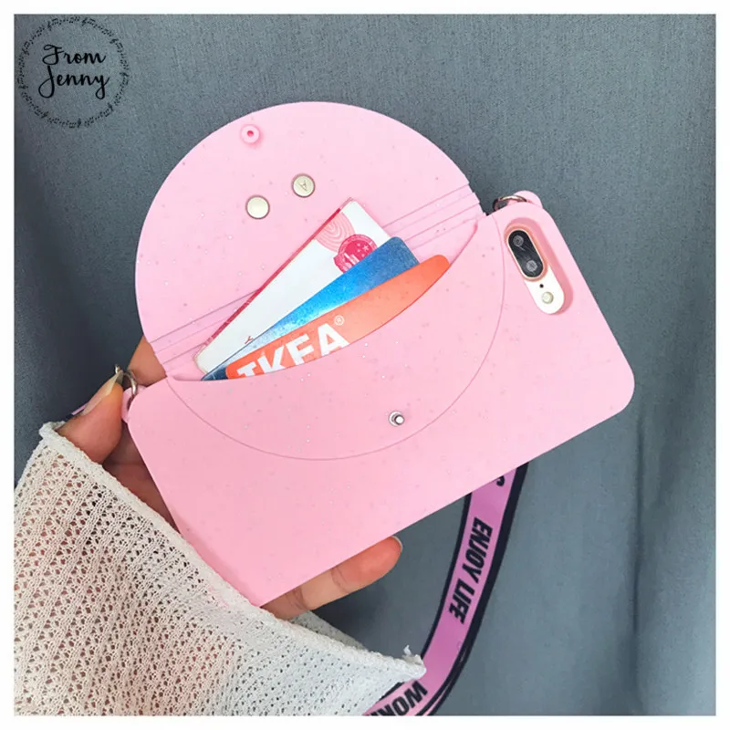 От Jenny 3D силиконовый чехол кошелек для iPhone 6 6s 6plus 6splus i6 i6s 7 7Plus 8 8plus резиновый