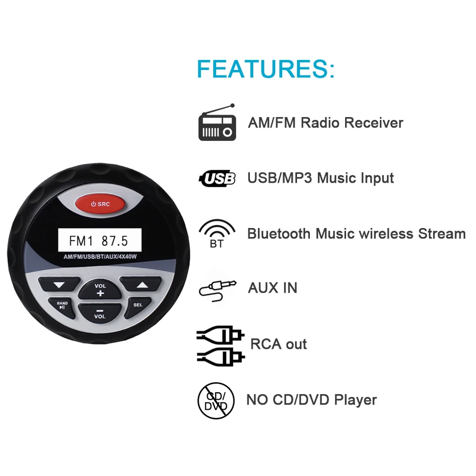 bluetooth marine stereo package
