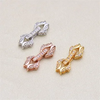 

Clasps For Jewelry Making Fastening Accessories 925 silver plating Cubic Zirconia Clasps For DIY Pearls Necklace Bracelet Clasp