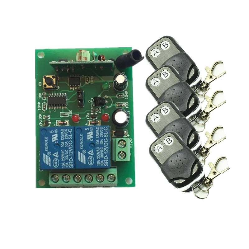 

DC12V 2CH 10A Radio Controller RF Wireless Push Remote Control Switch 315 MHZ 433 MHZ teleswitch 3Transmitter +1 Receiver