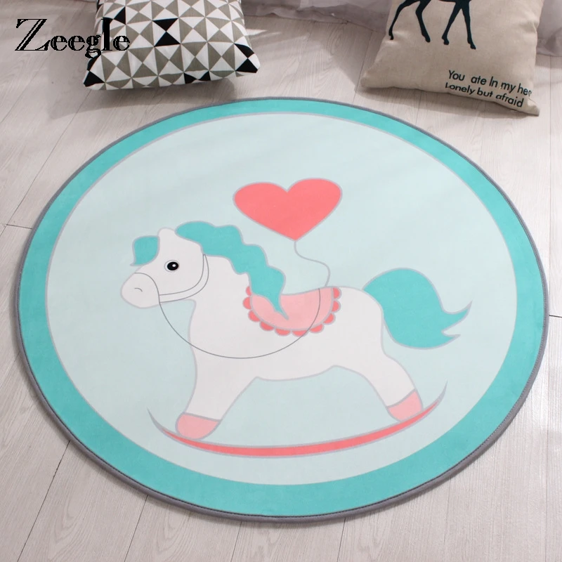 Zeegle домашнее украшение для детской комнаты ковер с рисунком круглый детский игровой коврик Anitslip напольный коврик для ванной дети маты для ползания