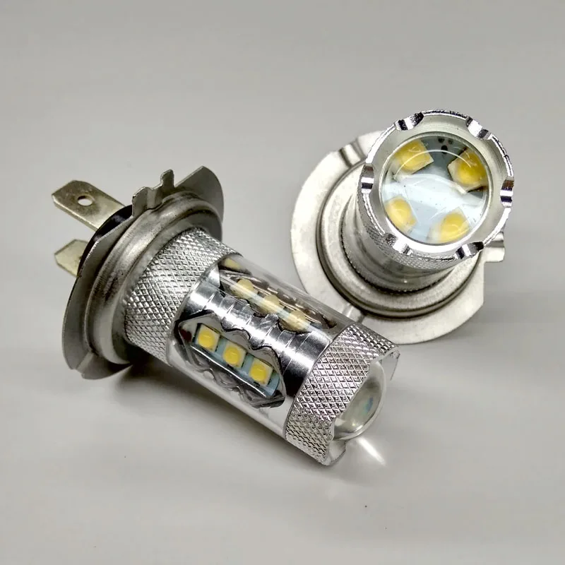 2pcs White H7 High Power Led Projector Fog Lights Driving Drl Bulbs