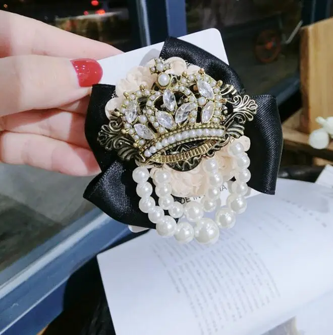 Fashion Bow pearl brooch vintage exquisite gift brooch Popular Cute Collar Flower Brooch