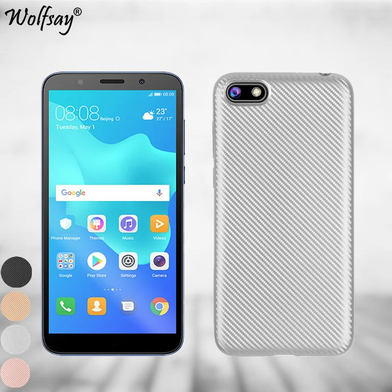 Ультратонкий чехол для Huawei Y5 2018 новый силиконовый из углеродного волокна