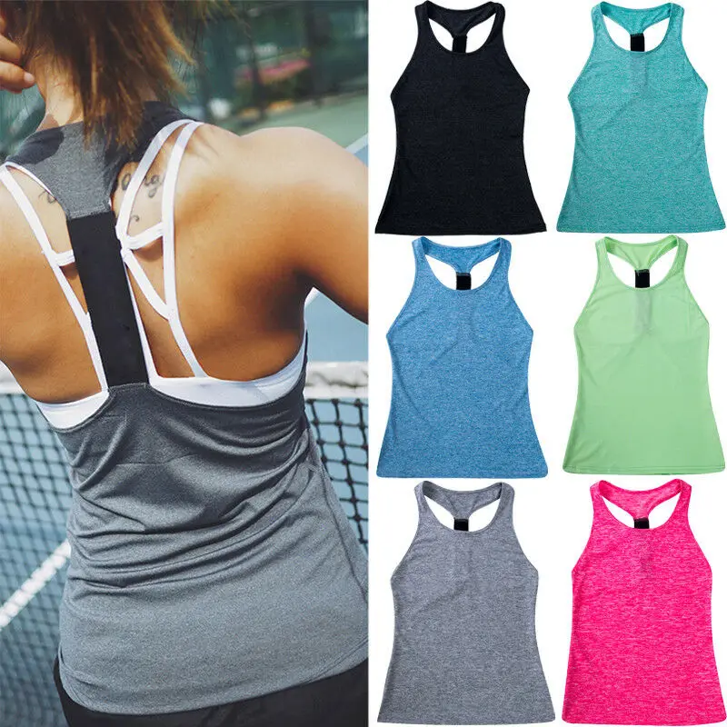 Sportswear Women Solid Stretch Bandage Yoga Tank Top T Shirt Back Hollow Vest Tanks Sport Clothes Fitness топ