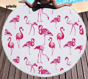 

Yebeile Microfiber Fabric Printed Tropical Leaves Flower Flamingo Round Beach Towel for adults Home Decor Boho Style Bath Towels